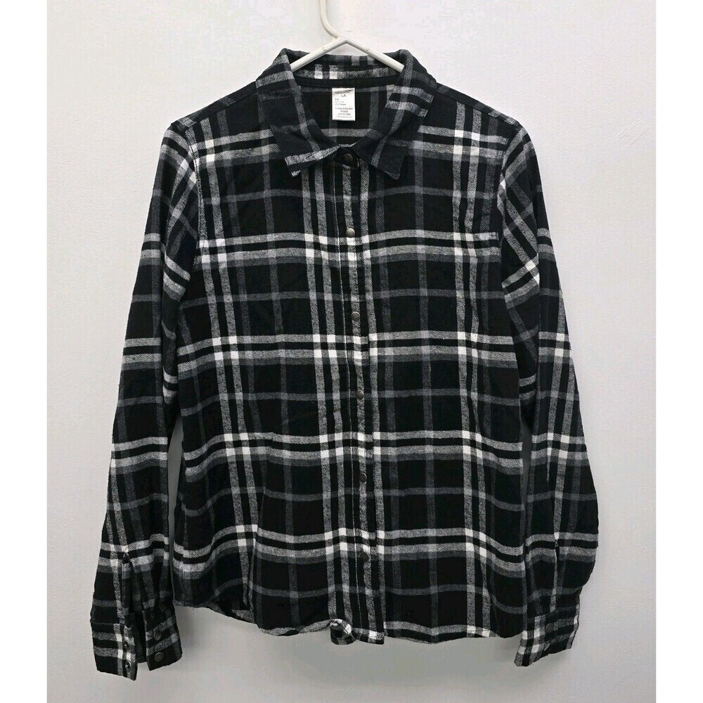 Urban Groove Buffalo Plaid Flannel Shirt Black White Sz Large (A9)